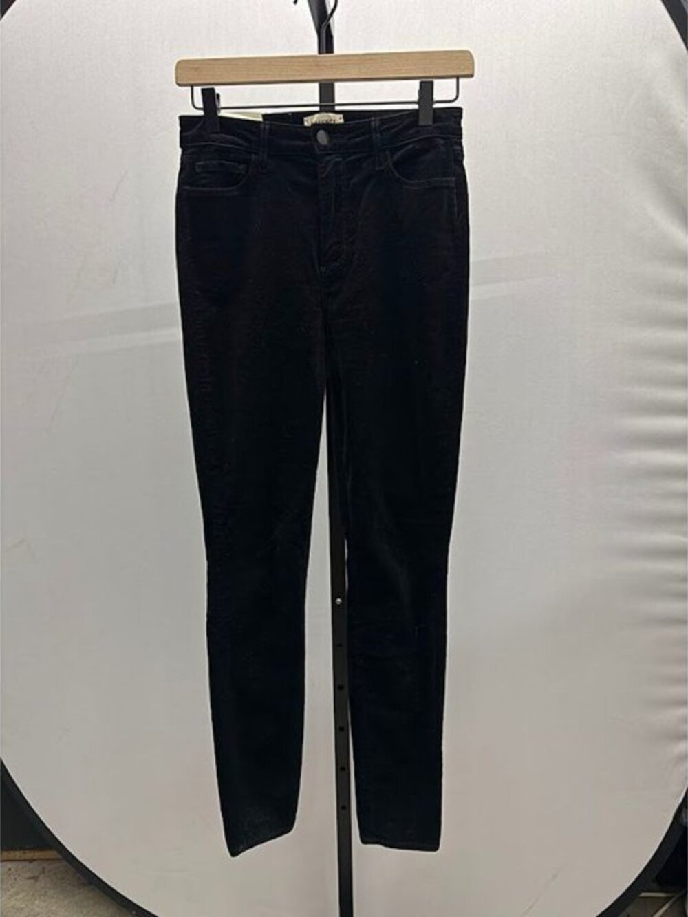 L'AGENCE Margot Black Velvet Crop Skinny Pants